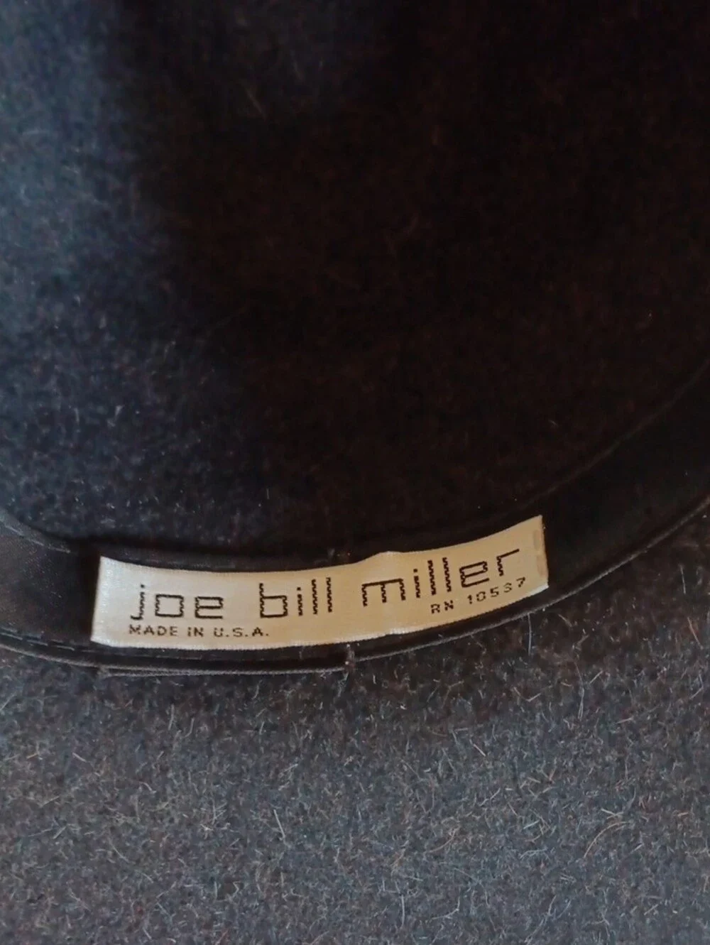 Vtg Joe Bill Miller Black Hairy Long Hair Wool C-Crown Fedora Hat Betmar RN18537